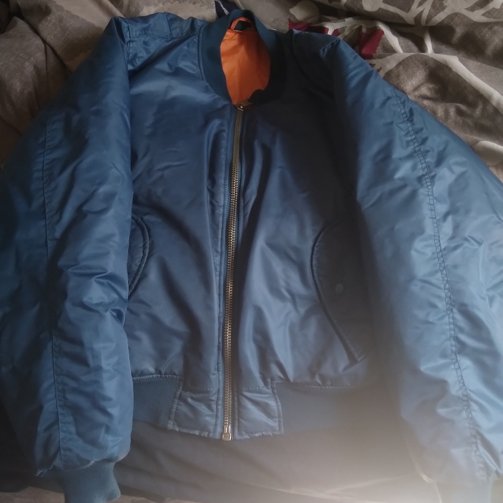 Blue ma1 bomber jacket